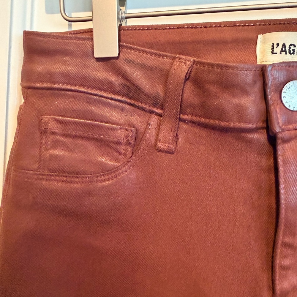 L'AGENCE Kendra Coated Chocolate Flare Pants - Picture 6 of 12